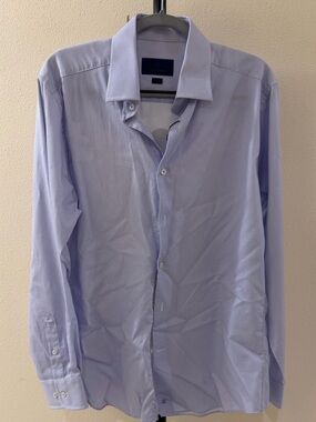 David Donahue Men’s Dress Shirt 16.5 34/35 Blue Micro Pattern NWOT